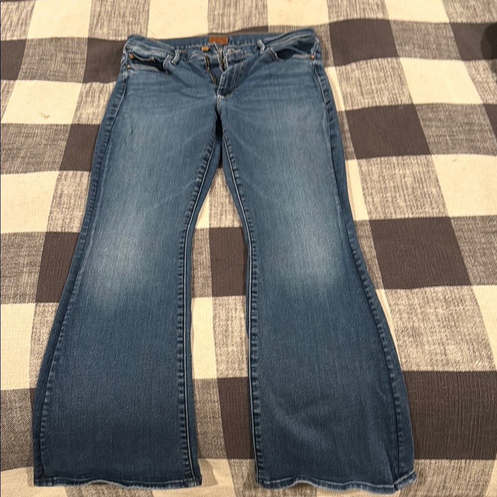 MOTHER Blue Flare Wide Leg Jeans